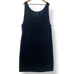 Universal Standard Black Ribbed Tank Dress Midi Plus 2XL Modal Stretch Minimal